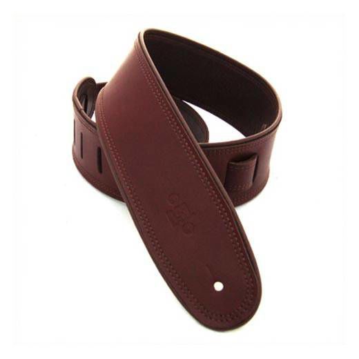 DSL Straps Premium Series Rolled Edge Leather Guitar Strap 2.5in - Maroon/Brown