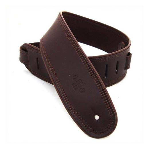 DSL Straps Premium Series Rolled Edge Leather Guitar Strap 2.5in - Saddle Brown/Brown