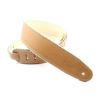 DSL Premium Rolled Edge Leather Guitar Strap 2.5" - Tan/Beige