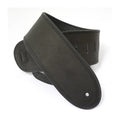 DSL Straps Premium Series Rolled Edge Leather Guitar Strap 3.5in - Black/Black