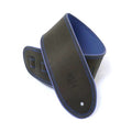 DSL Straps Premium Series Rolled Edge Leather Guitar Strap 3.5in - Black/Blue