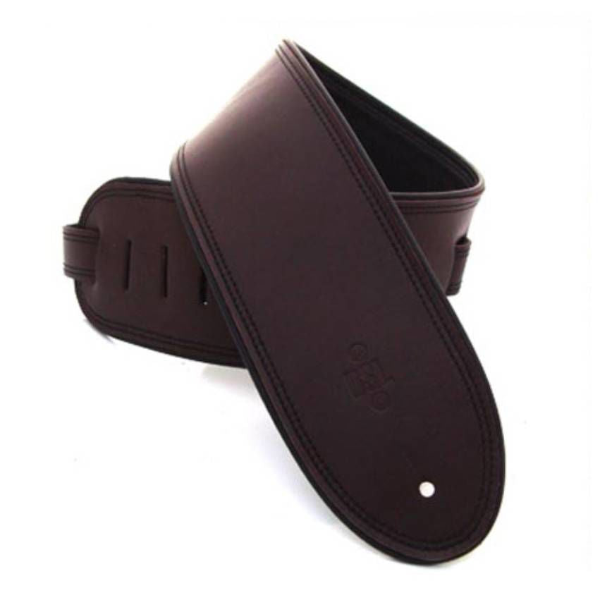 DSL Straps Premium Series Rolled Edge Leather Guitar Strap 3.5in - Saddle Brown/Black