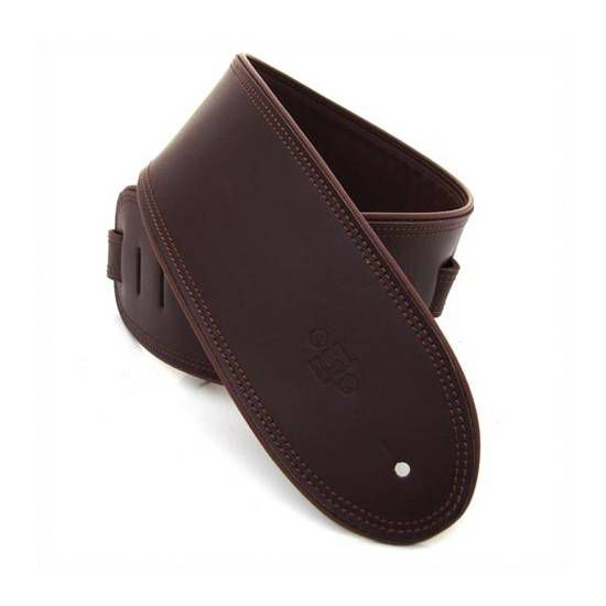 DSL Straps Premium Series Rolled Edge Leather Guitar Strap 3.5in - Saddle Brown/Brown