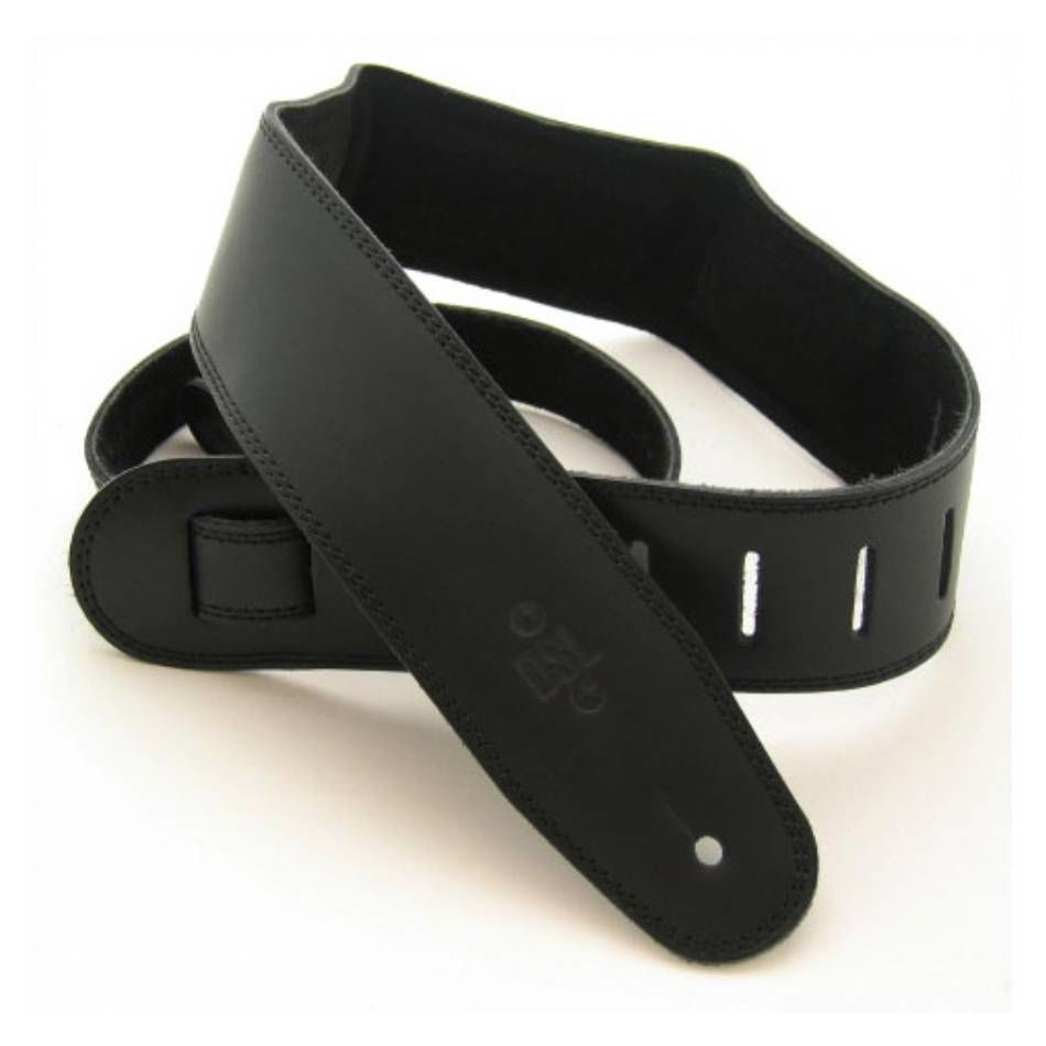 DSL Straps Premium Series Suede Guitar Strap 2.5in Leather & Padded Suede - Black/Black