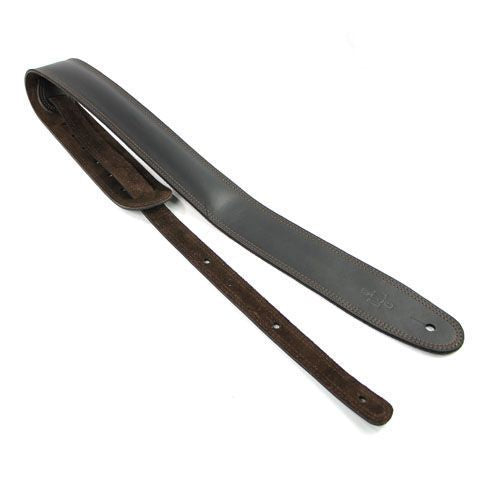 DSL Straps Premium Series Suede Guitar Strap 2.5in Leather & Padded Suede - Black/Brown