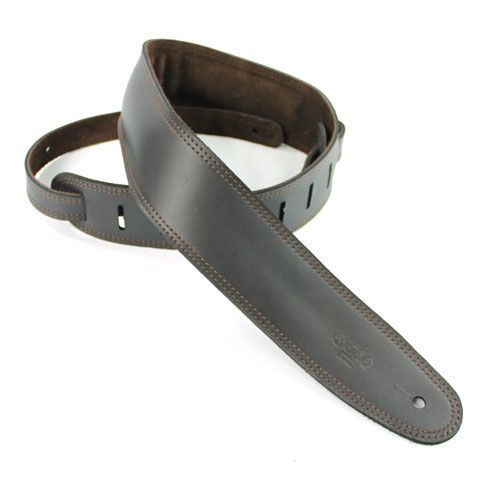 DSL Straps Premium Series Suede Guitar Strap 2.5in Leather & Padded Suede - Black/Brown