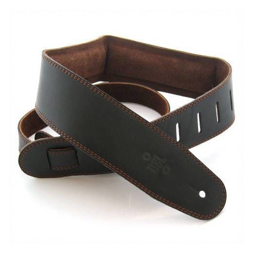 DSL Straps Premium Series Suede Guitar Strap 2.5in Leather & Padded Suede - Black/Brown