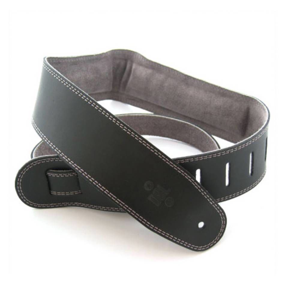 DSL Straps Premium Series Suede Guitar Strap 2.5in Leather & Padded Suede - Black/Grey