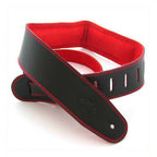 DSL Straps Premium Series Suede Guitar Strap 2.5in Leather & Padded Suede - Black/Red