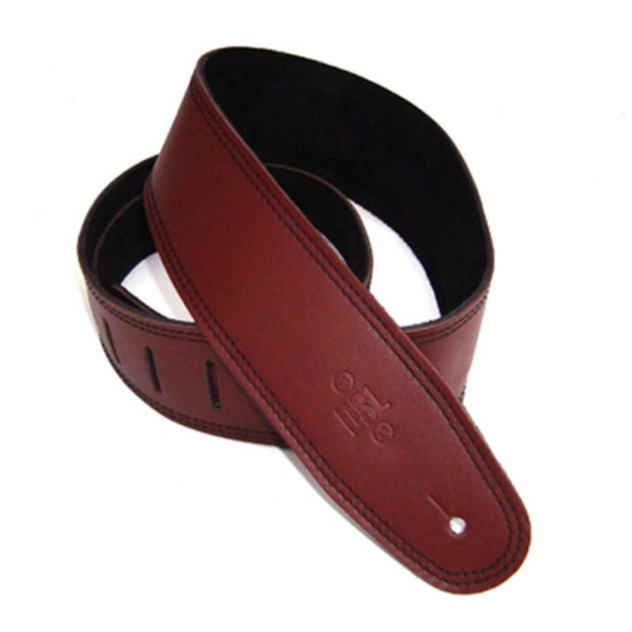 DSL Straps Premium Series Suede Guitar Strap 2.5in Leather & Padded Suede - Maroon/Black