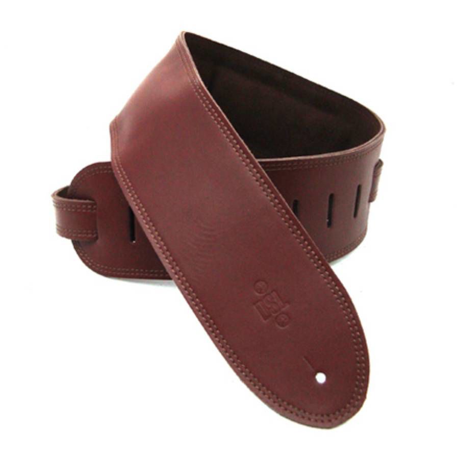 DSL Straps Premium Series Suede Guitar Strap 2.5in Leather & Padded Suede - Maroon/Brown