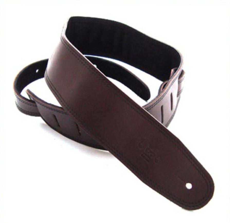 DSL Straps Premium Series Suede Guitar Strap 2.5in Leather & Padded Suede - Saddle Brown/Black
