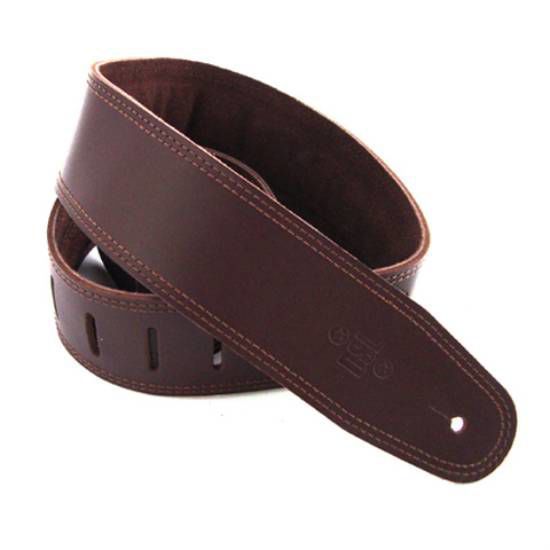 DSL Straps Premium Series Suede Guitar Strap 2.5in Leather & Padded Suede - Saddle Brown/Brown