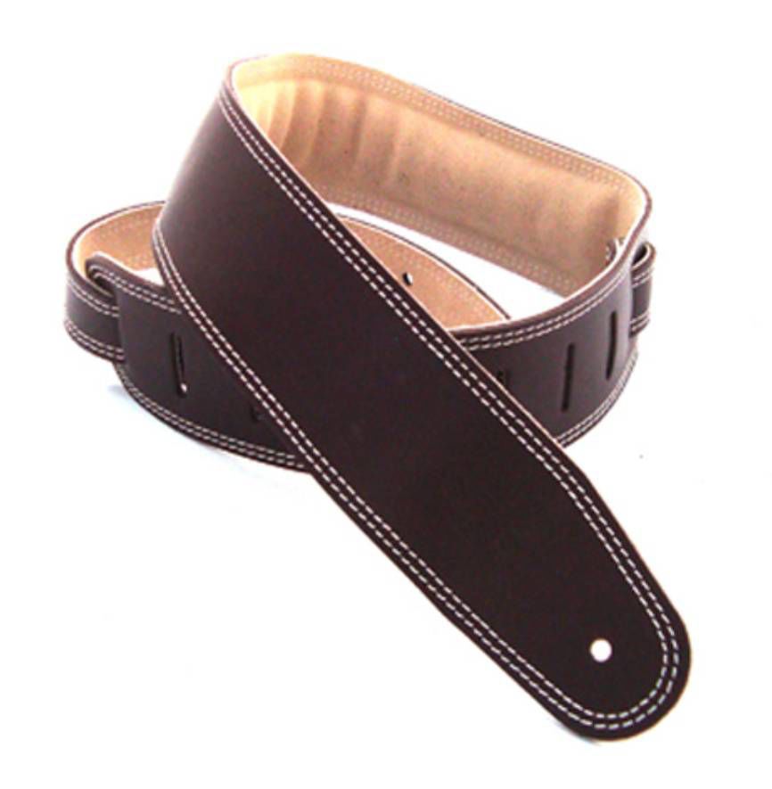 DSL Straps Premium Series Suede Guitar Strap 2.5in Leather & Padded Suede - Saddle Brown/Beige