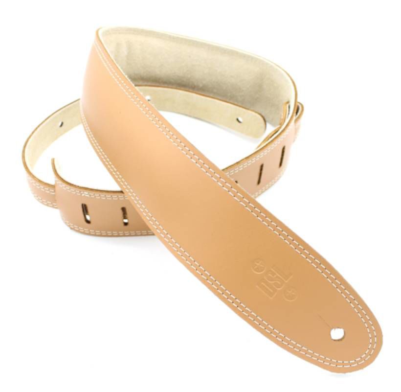 DSL Straps Premium Series Suede Guitar Strap 2.5in Leather & Padded Suede - Tan/Beige