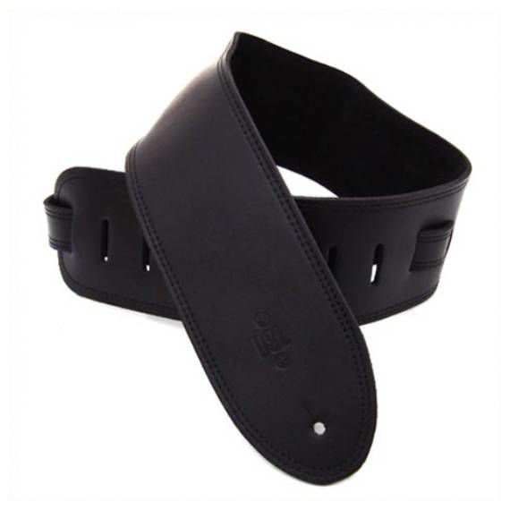 DSL Straps Premium Series Suede Guitar Strap 3.5in Leather & Padded Suede - Black/Black