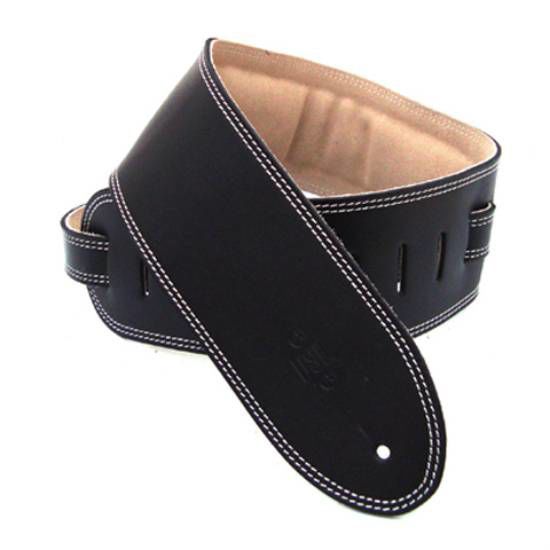 DSL Straps Premium Series Suede Guitar Strap 3.5in Leather & Padded Suede - Black/Beige
