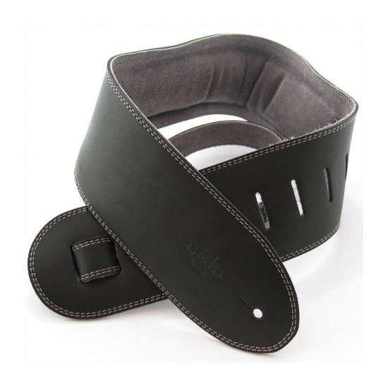 DSL Straps Premium Series Suede Guitar Strap 3.5in Leather & Padded Suede - Black/Grey