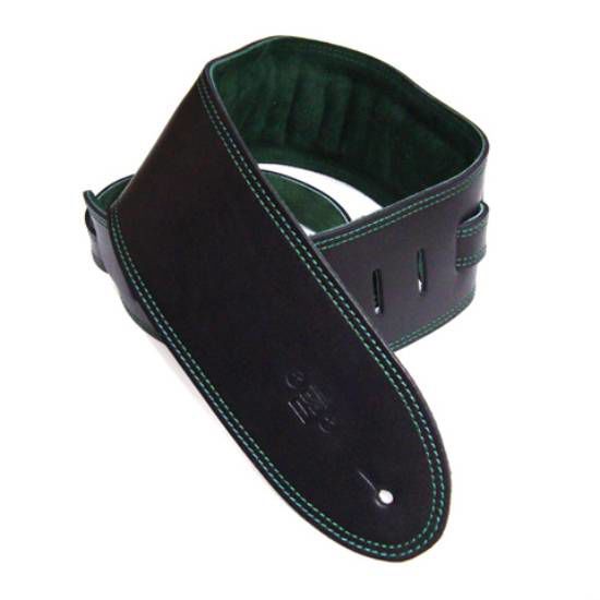 DSL Straps Premium Series Suede Guitar Strap 3.5in Leather & Padded Suede - Black/Green