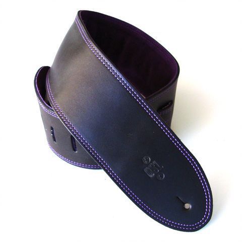 DSL Straps Premium Series Suede Guitar Strap 3.5in Leather & Padded Suede - Black/Purple