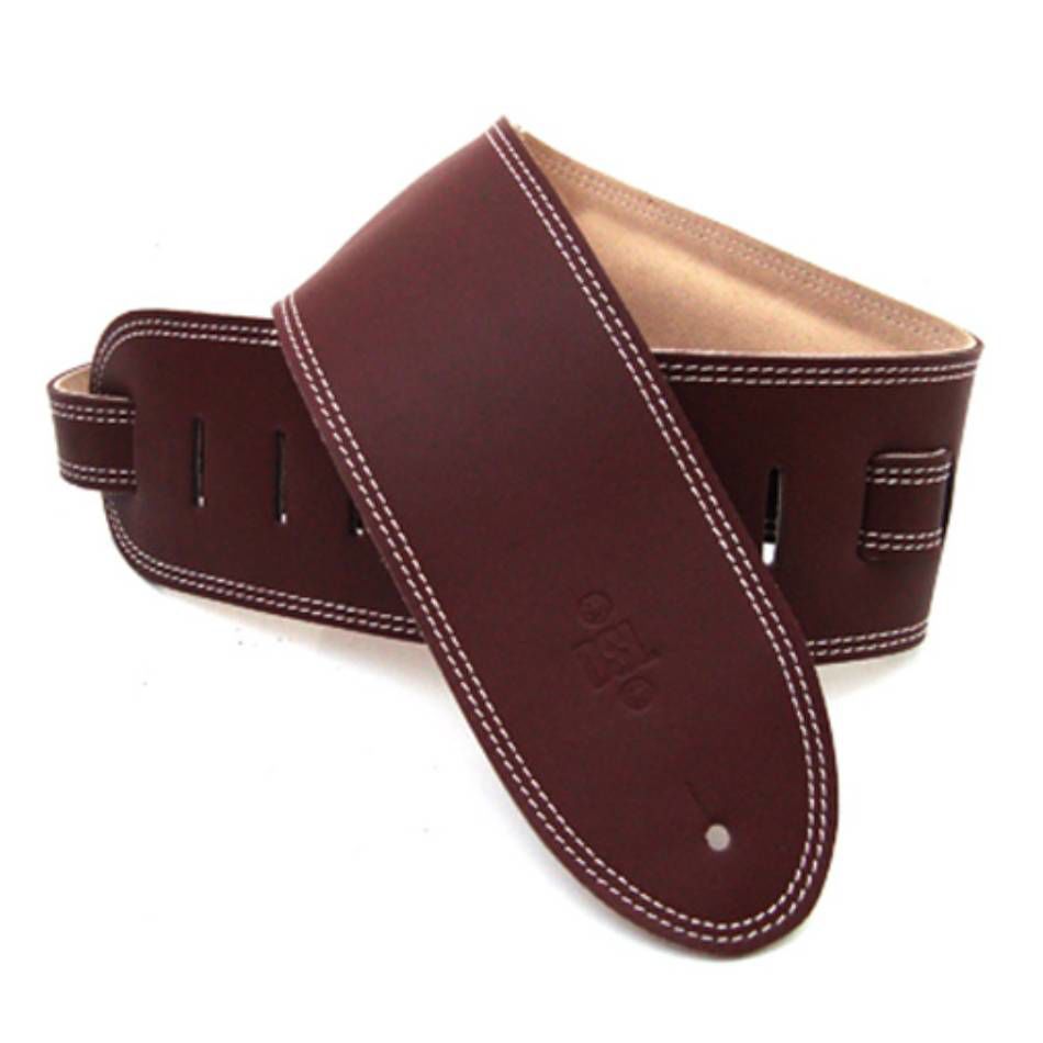 DSL Straps Premium Series Suede Guitar Strap 3.5in Leather & Padded Suede - Maroon/Brown