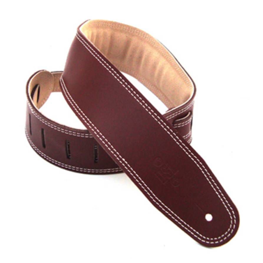 DSL Straps Premium Series Suede Guitar Strap 3.5in Leather & Padded Suede - Maroon/Beige