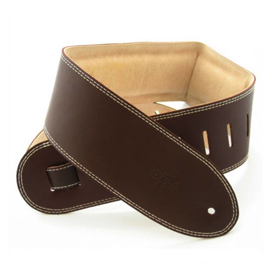 DSL Straps Premium Series Suede Guitar Strap 3.5in Leather & Padded Suede - Saddle Brown/Beige