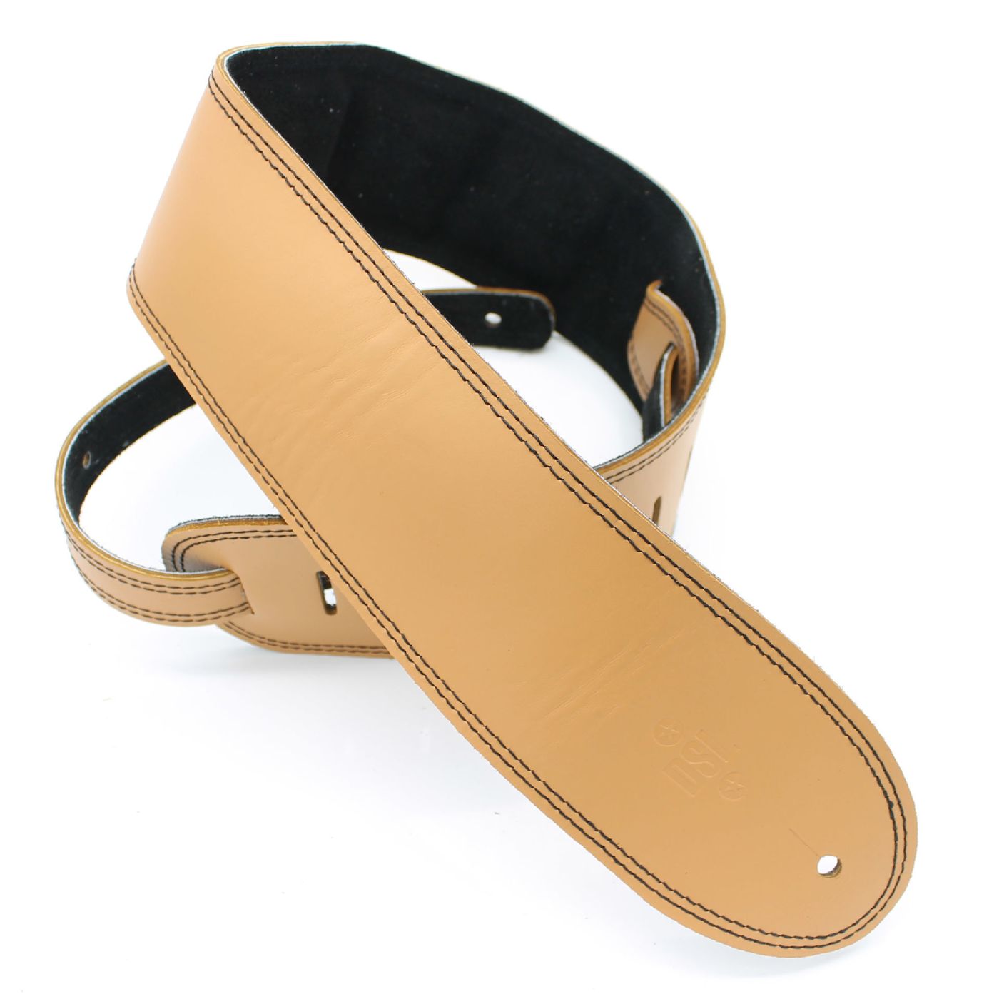 DSL Straps Premium Series Suede Guitar Strap 3.5in Leather & Padded Suede - Tan/Black