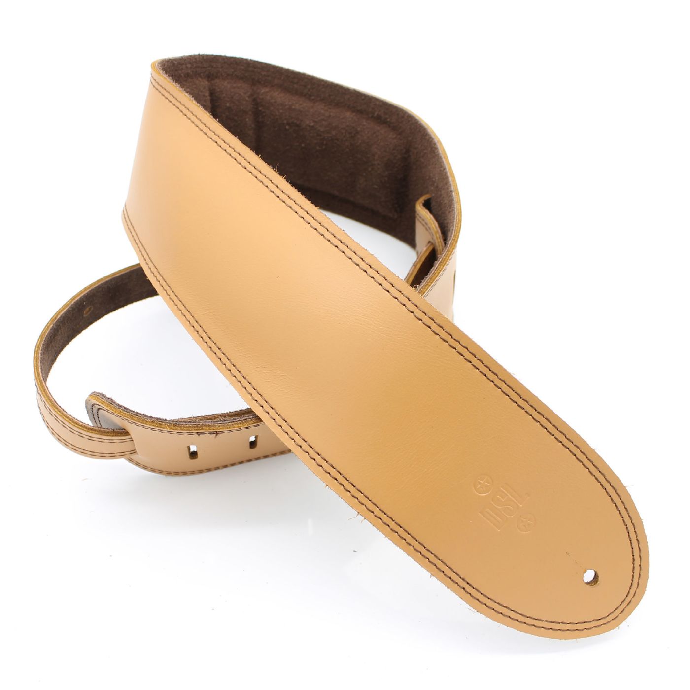 DSL Straps Premium Series Suede Guitar Strap 3.5in Leather & Padded Suede - Tan/Brown