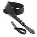 DSL Straps Premium Series Slender Leather Guitar Strap 2.5in Buckle - Black/Black