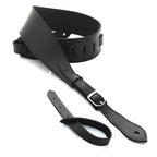 DSL Straps Premium Series Slender Leather Guitar Strap 2.5in Buckle - Black/Black
