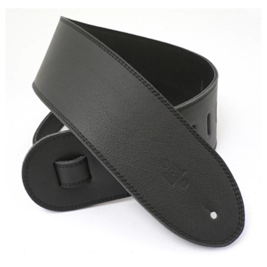 DSL Straps Premium Series Triple Garment Leather Guitar Strap 3.5in - Black