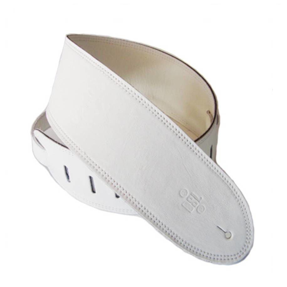 DSL Straps Premium Series Triple Garment Leather Guitar Strap 3.5in - White