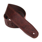 DSL Straps Premium Series Distressed Leather Guitar Strap 3.5in - Distressed Brown