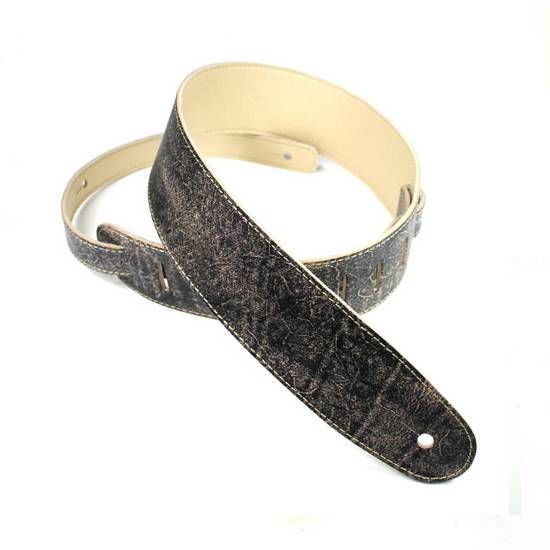 DSL Straps Exotic Series Hand Dyed Leather Guitar Strap 2.5in - Hand Dyed Black