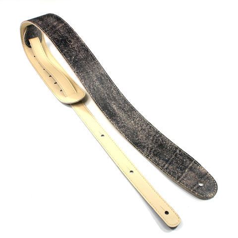 DSL Straps Exotic Series Hand Dyed Leather Guitar Strap 2.5in - Hand Dyed Black