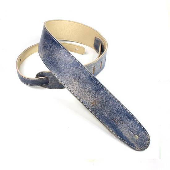 DSL Straps Exotic Series Hand Dyed Leather Guitar Strap 2.5in - Hand Dyed Blue
