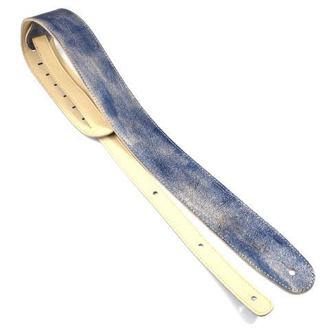 DSL Straps Exotic Series Hand Dyed Leather Guitar Strap 2.5in - Hand Dyed Blue