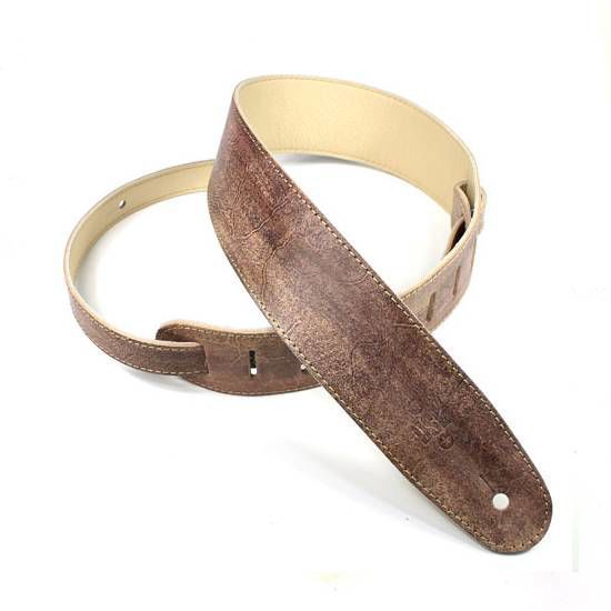 DSL Straps Exotic Series Hand Dyed Leather Guitar Strap 2.5in - Hand Dyed Brown