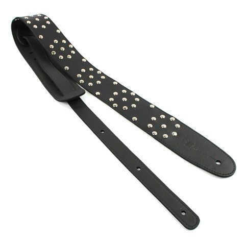 DSL Straps Metal Series RR Tribute Leather Guitar Strap 3.5in Polka Dot - Black/Black