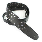 DSL Straps Metal Series RR Tribute Leather Guitar Strap 3.5in Polka Dot - Black/Black