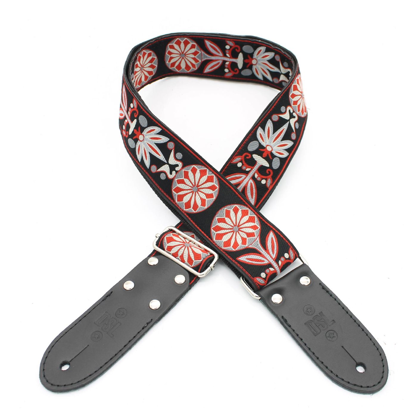 DSL Straps Weaving Series Jacquard Weaving Guitar Strap 2in  - Fair Red