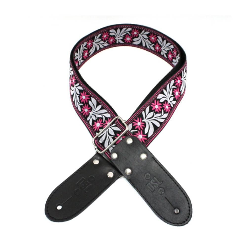 DSL Straps Weaving Series Jacquard Weaving Guitar Strap 2in  - Flower Fuschia