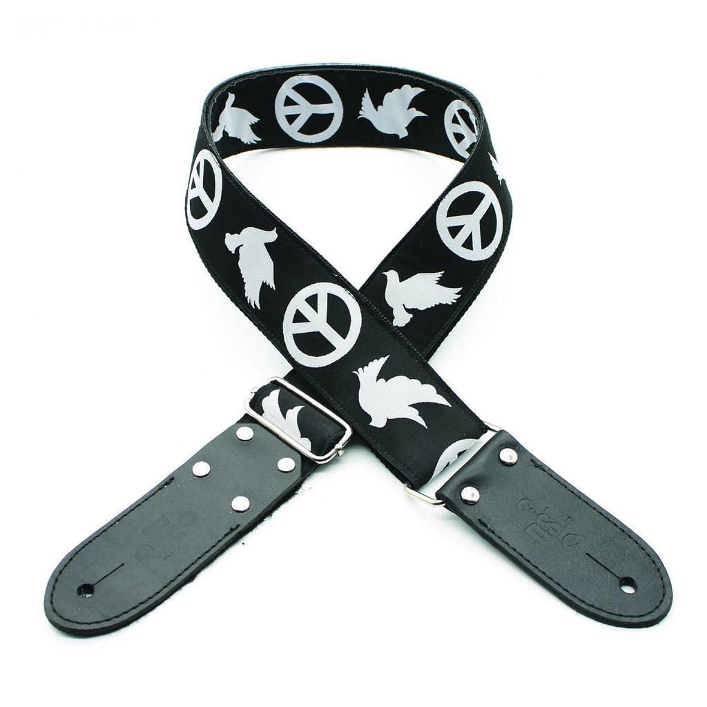 DSL Straps Weaving Series Jacquard Weaving Guitar Strap 2in  - Peace Black