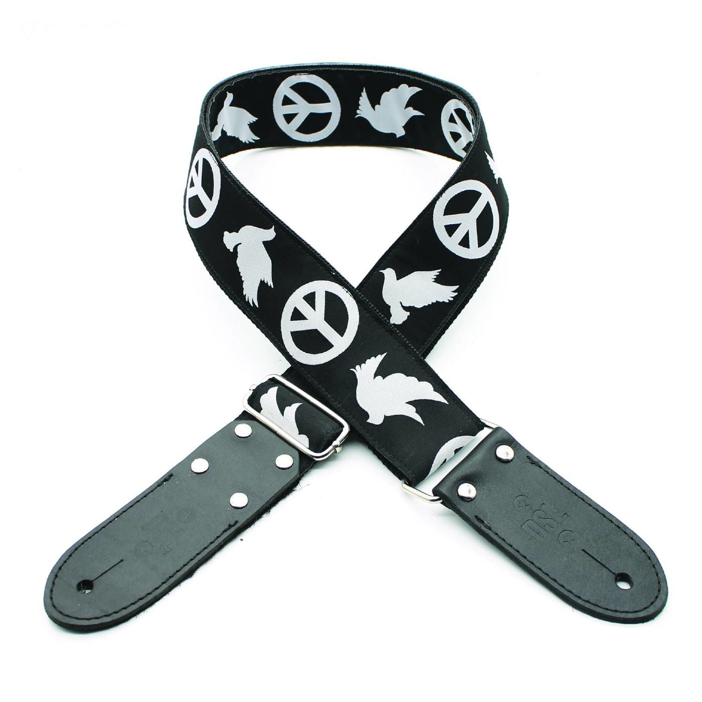 DSL Straps Weaving Series Jacquard Weaving Guitar Strap 2in  - Peace Black