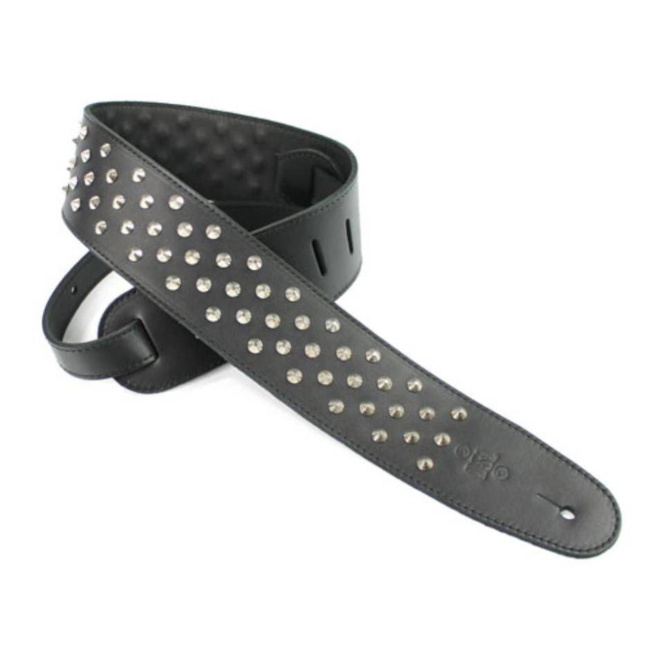 DSL Straps Metal Series Stud Metal Guitar Strap 2.5in Round Pyramid - Black