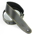 DSL Straps Classic Series Single Ply Guitar Strap 2.5in - Black/Yellow Stitch