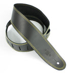 DSL Straps Classic Series Single Ply Guitar Strap 2.5in - Black/Yellow Stitch