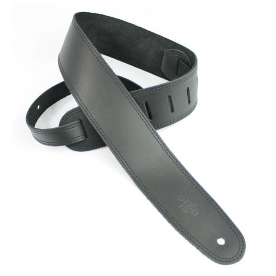 DSL Straps Classic Series Single Ply Guitar Strap 2.5in - Black/Black Stitch - Extra Length