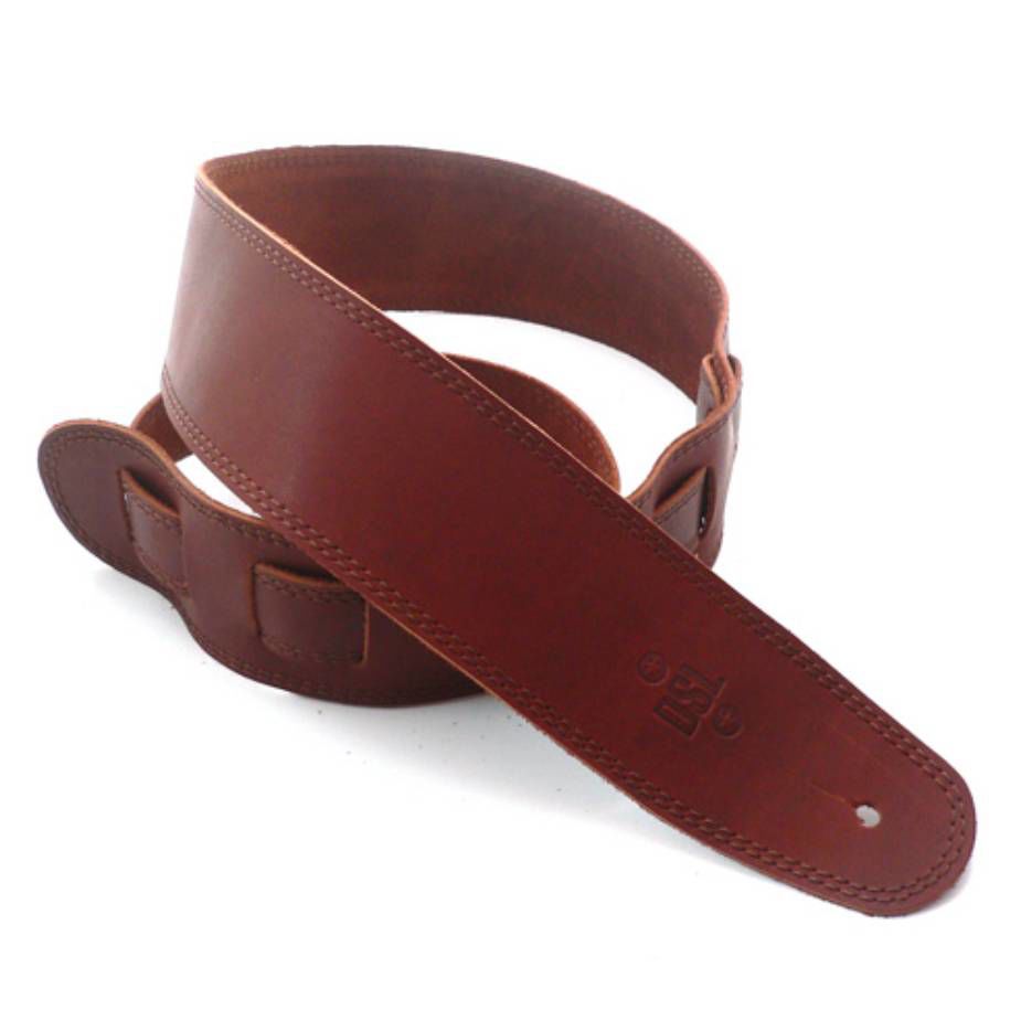 DSL Straps Classic Series Single Ply Guitar Strap 2.5in - Maroon/Brown Stitch